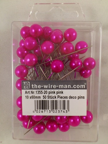 Colored pins 10 mm 50 p. pink